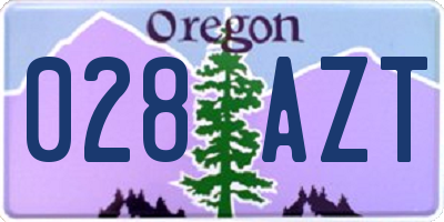 OR license plate 028AZT
