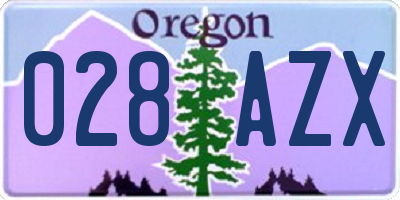 OR license plate 028AZX