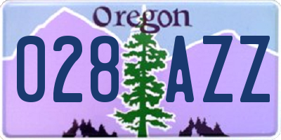 OR license plate 028AZZ