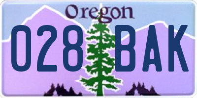 OR license plate 028BAK