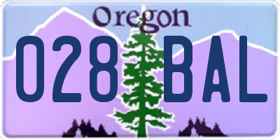 OR license plate 028BAL