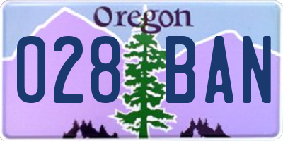 OR license plate 028BAN