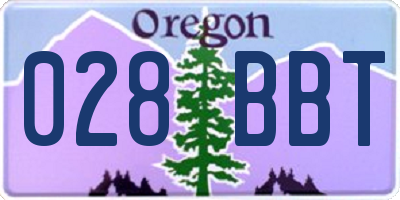OR license plate 028BBT
