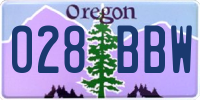 OR license plate 028BBW