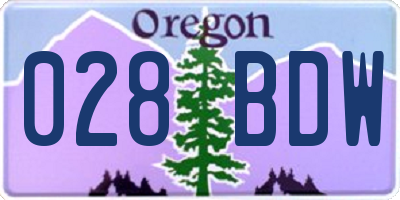 OR license plate 028BDW