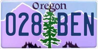 OR license plate 028BEN