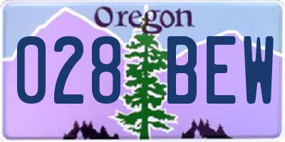 OR license plate 028BEW