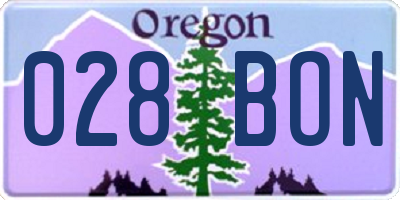 OR license plate 028BON