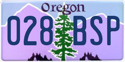 OR license plate 028BSP