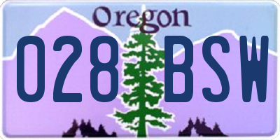 OR license plate 028BSW