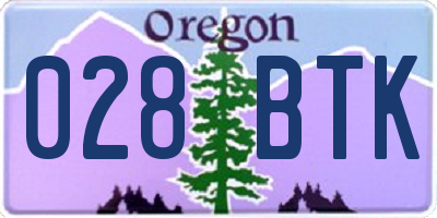 OR license plate 028BTK
