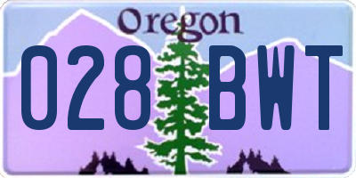 OR license plate 028BWT