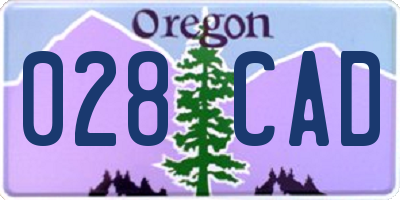 OR license plate 028CAD