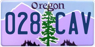 OR license plate 028CAV