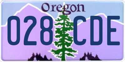 OR license plate 028CDE
