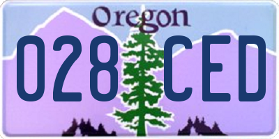 OR license plate 028CED