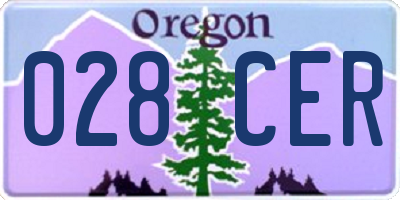 OR license plate 028CER