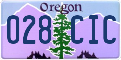 OR license plate 028CIC