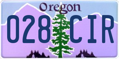 OR license plate 028CIR