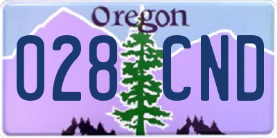 OR license plate 028CND