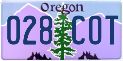OR license plate 028COT