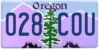 OR license plate 028COU
