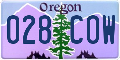 OR license plate 028COW