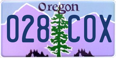 OR license plate 028COX