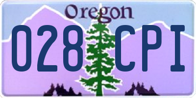 OR license plate 028CPI