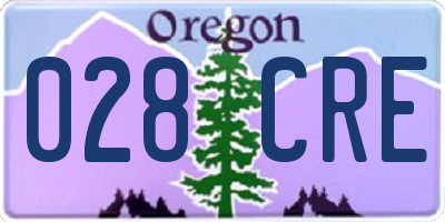 OR license plate 028CRE