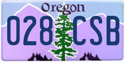 OR license plate 028CSB