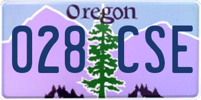 OR license plate 028CSE