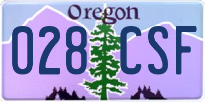OR license plate 028CSF