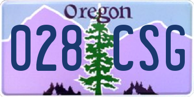 OR license plate 028CSG