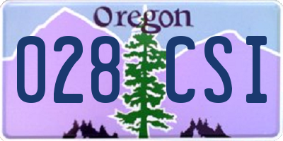 OR license plate 028CSI