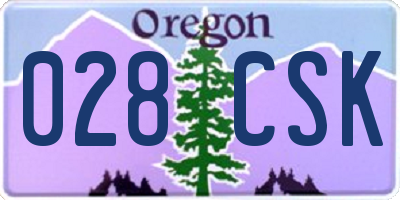 OR license plate 028CSK