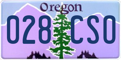 OR license plate 028CSO