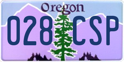 OR license plate 028CSP