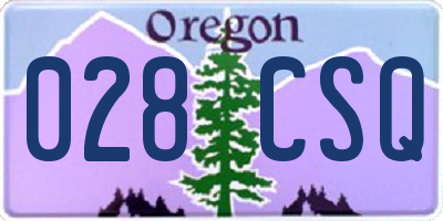 OR license plate 028CSQ