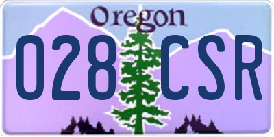 OR license plate 028CSR