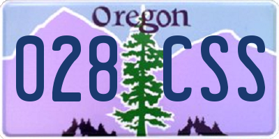 OR license plate 028CSS