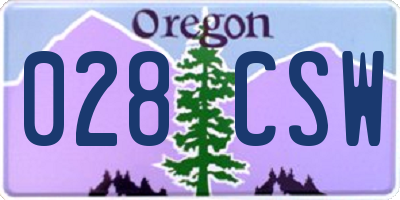 OR license plate 028CSW