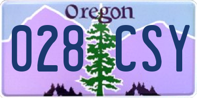 OR license plate 028CSY