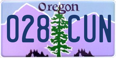 OR license plate 028CUN