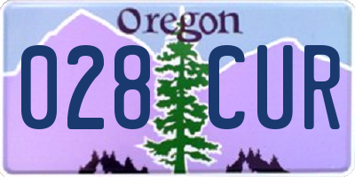 OR license plate 028CUR