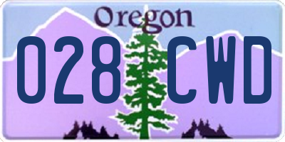 OR license plate 028CWD