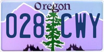 OR license plate 028CWY