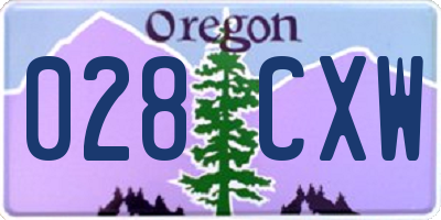 OR license plate 028CXW