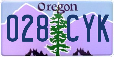 OR license plate 028CYK