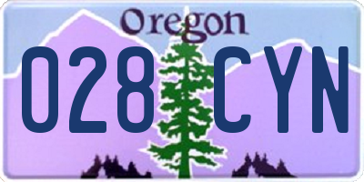 OR license plate 028CYN